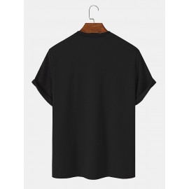 Mens Christmas Letter Print Crew Neck Short Sleeve T-Shirts