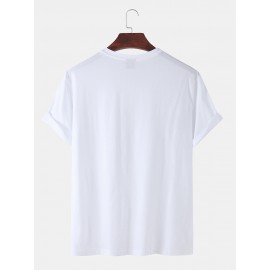 Mens Christmas Hat Cat Chest Print Casual Short Sleeve T-Shirts