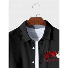 Mens Christmas Santa Claus Plaid Patchwork Lapel Long Sleeve Shirts Winter