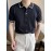 Mens Contrast Trim Lapel Knit Short Sleeve Shirt