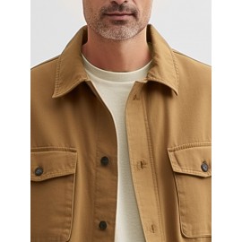 Mens Solid Flap Pocket Lapel Casual Long Sleeve Shirts Winter