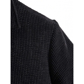 Mens Color Block Striped Patchwork Lapel Corduroy Long Sleeve Shirts Winter