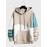Mens Irregular Color Block Patchwork Kangaroo Pocket Drawstring Hoodies Winter
