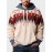 Mens Ethnic Pattern Kangaroo Pocket Contrast Drawstring Hoodies Winter