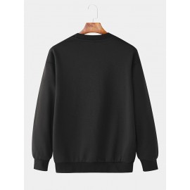 Mens Cartoon Panda Letter Print Crew Neck Loose Pullover Sweatshirts Winter
