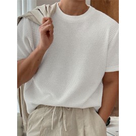 Mens Solid Waffle Knit Short Sleeve T-Shirt