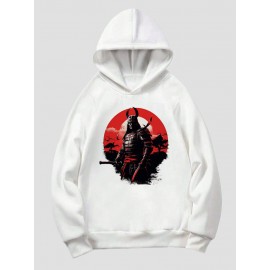 Mens Japanese Ninja Figure Graphic Long Sleeve Hoodies Winter