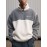 Mens Contrast Patchwork Embroidered Half Zip Fleece Pullover Sweatshirts Winter
