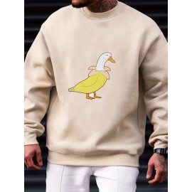 Mens Cartoon Banana Duck Graphic Crew Neck Pullover Sweatshirts Winter