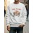 Mens Cartoon Ride Cat Print Crew Neck Pullover Sweatshirts Winter